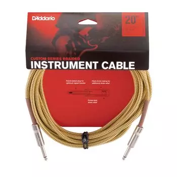Экранированный кабель D Addario (Гитарный щит) Изготовленный на заказ плетеный инструментальный кабель Tweed PW-BG-20TW (6,1 м СС) []