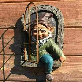 Эльф из двери/окна, обниматель деревьев, непослушный садовый гном, статуя, декор дерева