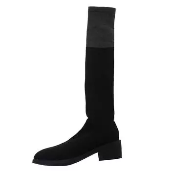 Эластичные сапоги длиной до колена для женщин, новые весенние, осенние и зимние вязаные сапоги с завязками на ногах, высокие узкие сапоги 35