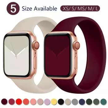 Эластичный ремешок Solo Loop для Apple Watch, ремешок 44 мм, 40 мм для iWatch Band, 38 мм, 42 мм, серия 5/4/3/SE/6, силиконовый браслет 44mm 42mm L