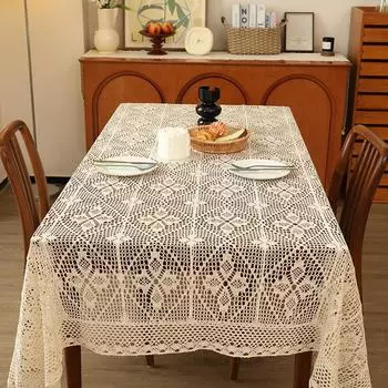 Элегантная ретро-скатерть, связанная крючком и отделанная кружевом, в пасторальном стиле (Хлопковое белье) 35*40CM Placemat