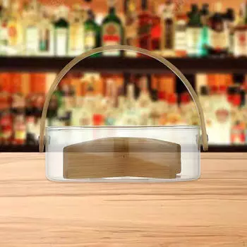 Элегантная стеклянная корзина для фруктов с деревянной ручкой Clear_1500ml
