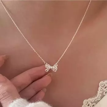 Элегантное и минималистичное, полое ожерелье в виде банта для женских вставок, высококачественная и роскошная цепочка на ключицу