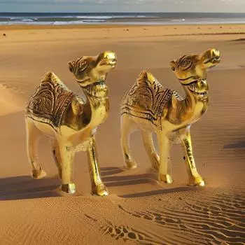 Элегантность в металлическом наборе Camel Showpiece Set - Изысканный декор для дома с ноткой пустынной элегантности, набор из 2 предметов