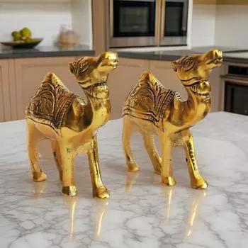 Элегантность в металлическом наборе Camel Showpiece Set - Изысканный декор для дома с ноткой пустынной элегантности, набор из 2 предметов