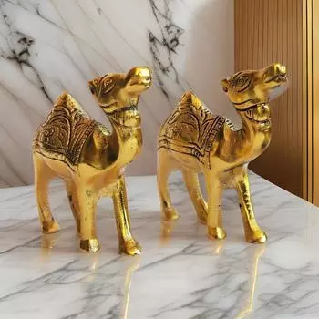 Элегантность в металлическом наборе Camel Showpiece Set - Изысканный декор для дома с ноткой пустынной элегантности, набор из 2 предметов