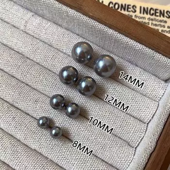 Элегантные серьги с серым жемчугом S925 Silver Needle — элитная ниша, вдохновленная стилем интернет-знаменитостей 8mm серый