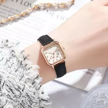 Элегантные женские кварцевые часы Fashion Square женские наручные часы лучшие подарки часы для жены, семьи, друга чёрный