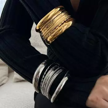 Элегантный геометрический браслет Twist Metal Set K suit 5521 белый