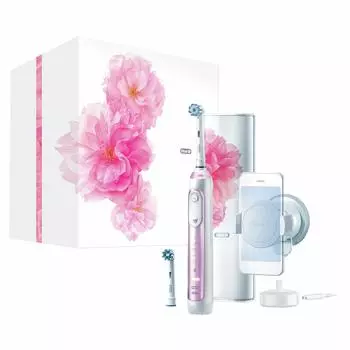 Электрическая зубная щетка Braun Oral B Genius 10000 Sakura Pink, совместимая с напряжением, D7015266XCMPK, подключенная к приложению (Зарубежная модель)