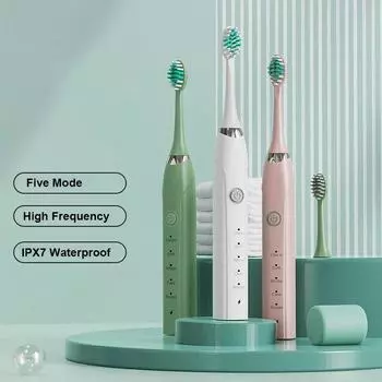 Электрическая зубная щетка для взрослых, бытовая, Ipx7, водонепроницаемая, ультразвуковая, высокочастотная, акустическая, амплитудная, автоматическая зубная щетка J292