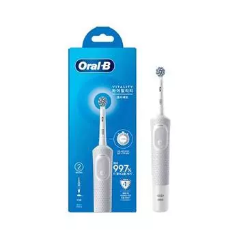Электрическая зубная щетка Oral-B D100 Vitality с ультратонкой щетиной белого цвета