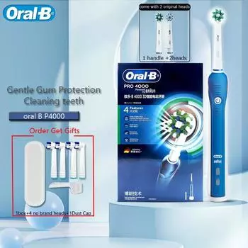 Электрическая зубная щетка Oral B P4000, 3D-чистка зубов, 4 режима, таймер на 2 минуты и датчик давления, зубная щетка для удаления налета