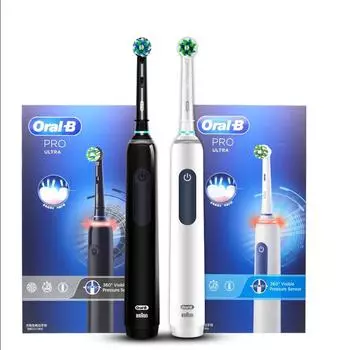 Электрическая зубная щетка Oral B Pro Ultra Ultra 4 Датчик давления 48 800 ходов/мин Таймер на 2 минуты Напоминание на 30 с 4 режима 3 насадки щетки чёрный