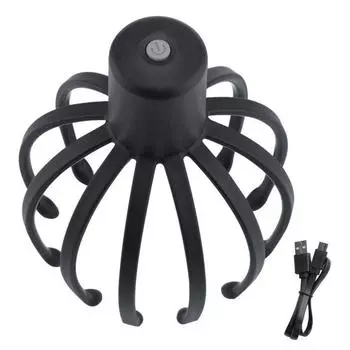 Электрический массажер для головы Yousheng Octopus, перезаряжаемый массажер для кожи головы с тремя режимами вибрации, глубокий массаж кожи головы, когти для расслабления головы и коленей чёрный
