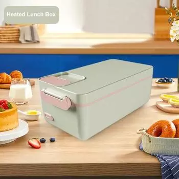 Электрический подогреваемый ланч-бокс большой емкости пищевой BPA Free перезаряжаемый оранжевый/белый