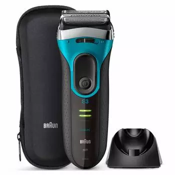 Электробритва Braun Series 3 Proskin Shaving Blue для мужчин с 3 лезвиями, моющаяся/ванная 3080s-B