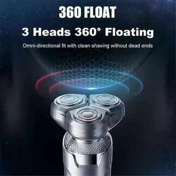 Электробритва для мужчин X2 3D 5W 5V с независимыми плавающими головками, перезаряжаемая, быстрая зарядка через USBC серебряный