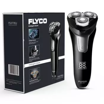 Электробритва Flyco FS377EU, триммеры для бороды с 3 плавающими головками, полностью моющаяся бритва EU Plug чёрный