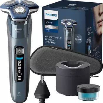 Электробритва Philips серии 7000 с чистящим устройством, электрическая бритва для мужчин, роторная, для бритья, Ice Blue (45 лезвий, тип/технология SkinIQ,
