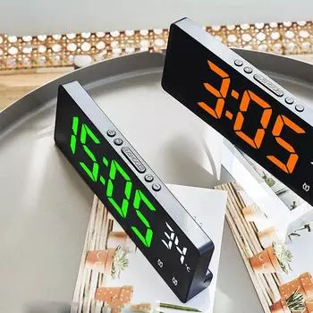 Электронные часы LED с температурным голосовым управлением цифровой будильник ночной режим настольные часы анти-беспокойство функция домашний декор белый