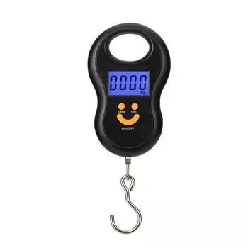 Электронные подвесные весы 50 кг 10 г, ЖК-кухонные цифровые весы, мини-портативные весы, дорожные весы для багажа чёрный