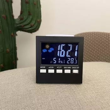Электронный будильник Creative Weather с термометром и гигрометром - 2159T Светящийся цифровой будильник Weather чёрный