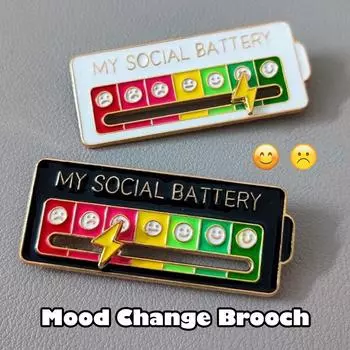 Эмалевые значки «Эмоции» «My Social Battery» «Трекер настроения» «Металлическя брошь» «Значки» «Модные украшения» «Аксессуары» «Отворот на рюкзаке» «Украшение» White Battery Type