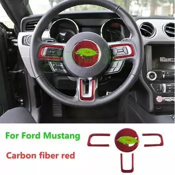 Эмблема на руль из углеродного волокна для Ford Mustang, автомобильные наклейки, Стайлинг автомобиля 2015 2016 2017 2018 авто center sticker black