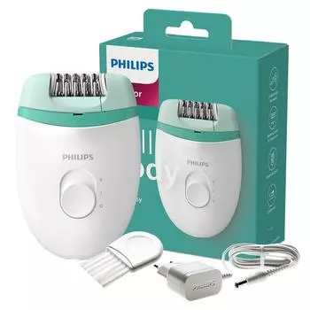Эпилятор Philips 2000 Satinelle Essential, белый + лаймово-зеленый, BRE224/00