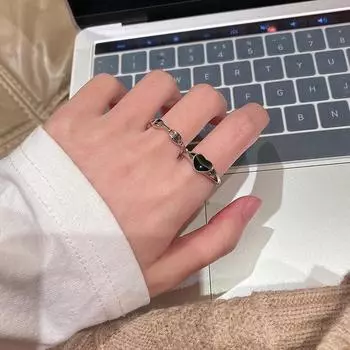 Эпоксидное кольцо Love Retro Simple Ins Cold Wind Live Mouth Ring Fashion Personality Design Sense Index Finger Ring opening adjustable