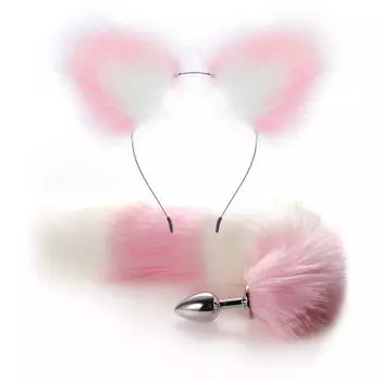 Эротический набор анальных пробок Foxtail Foxtail Ear Set Sm Metal Ear Tail Set Эротические игрушки Аппарат