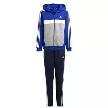 Jersey Top and Bottom Set Tiberio 3 Stripes Color Block Fleece Tracksuit Kids DTP57 Cemilcyd Gray Heather Legend J130 [Adidas] Top Blue/White/Medium
