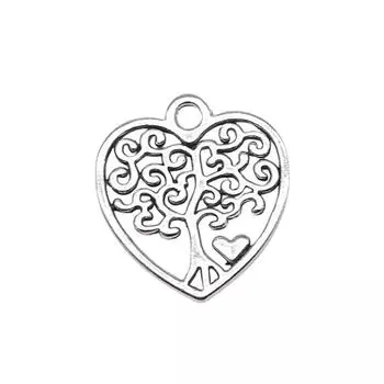 Jewellery Making Supplies Heart Tree Charms Vintage Components 10pcs