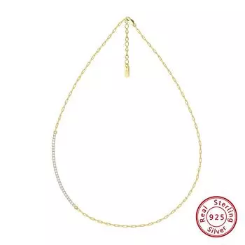 Jewellery S925 Sterling Silver Necklace Adjustable 4A Zirconia Chain 925