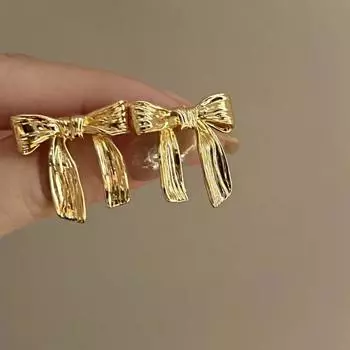 Jewelry Accessories Ribbon Bow Stud Earring Pendientes Piercing Ear Stud Small Bow Earrings Party серебряный