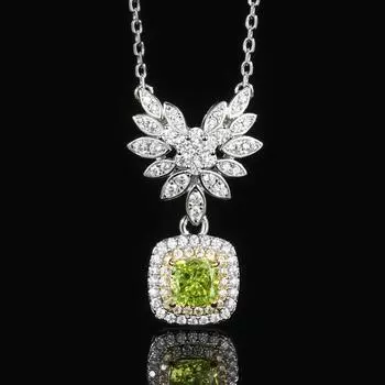 Jewelry Copper Bottom Gold-Plated High Carbon Diamond Ice Flower Copper Temperament Light Luxury Angel Wings Pendant Female 6 * 6