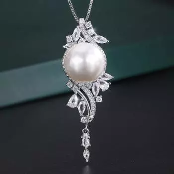 Jewelry Copper Gold Plated Inlaid Shell Beads Korean Edition Fashion Handmade Diamond Inlaid Women S Pendant Necklace 14Mm