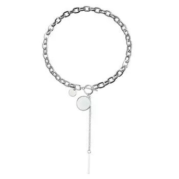 Jewelry Geometric Thick Chain Ot Buckle Round Black And White Fritillary Clavicle Chain Simple Personality Necklace