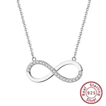 Jewelry S925 Sterling Silver Necklace New Diamond Symbol Pendant Zircon 925 серебряный