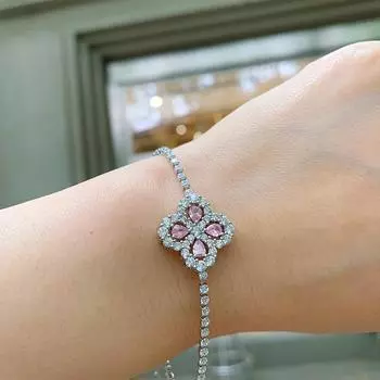 Jewelry Set Simulation Yellow Diamond Necklace Temperament Bracelet ins Zircon Pink Diamond Earrings
