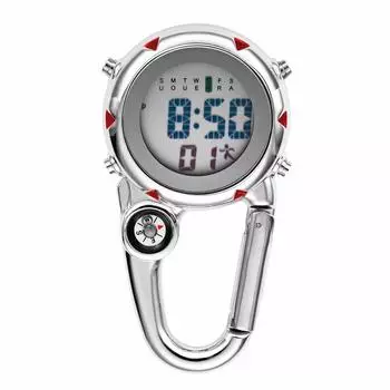 JEWELRYWE Часы-карабин с цифровым дисплеем, карманные часы-брелок с зажимом, унисекс, оранжевые
