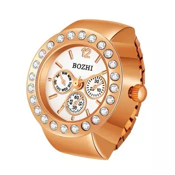JEWELRYWE Кольцо Кольцо Часы Установка Кольцо Часы Проверка времени Украшения Часы Модные Большие Цифры Циферблат Кольцо Часы Пара Розовое Золото Женские