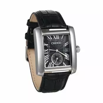 JewelryWe Watch кожаный ремень календарь водонепроницаемый популярный рождественский подарок для мужчин (черный)