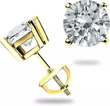 Jewels Prim 2.0 КТ СЕРЬГИ С ГРА МУАССАНИТОМ 14К ТВЕРДОЕ ЖЕЛТОЕ ЗОЛОТО ПУСЕТЫ ВИНТОВАЯ ЗАСТЕЖКА ОТЛИЧНЫЙ ПОДАРОК 15MM жёлтый