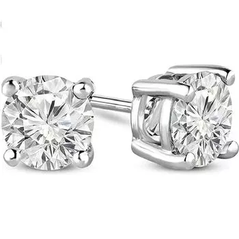 Jewels Prim 2 карата. Серьги-пусеты с бриллиантами, созданными в лаборатории - Стерлинговое серебро 15MM серебряный