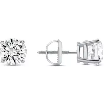 Jewels Prim 4 карата круглые бриллианты, выращенные в лаборатории, серьги-пусеты из настоящей платины 950 пробы в корзинке с винтовым замком 15MM серебряный