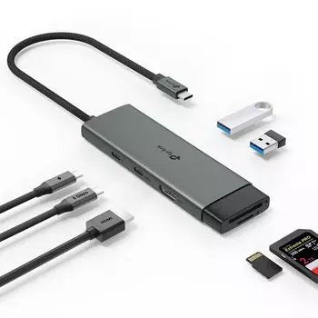 [Эксклюзивно для Amazon.co.jp] TP-Link 7-в-1 USB Type-C 7-портовый концентратор / 4K@60 Гц HDMI/SD и microSD UHS-I / блок питания 100 Вт / USB3.0x 2 / Plug & Play UH7020C