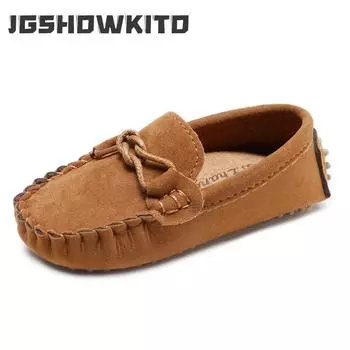 JGSHOWKITO Горячая модная детская обувь для мальчиков и девочек, детская кожаная обувь, классические универсальные мокасины, туфли-лодочки для малышей на плоской подошве 21 розовый