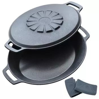 JHQ braaa Multi Griddle Pot Lid 3 Piece Set Original Shallow Lid Griddle Iron Plate Outdoor Plate Oval Round Iron Plate Frinking Pan Iron Pot Deep JHQ чёрный